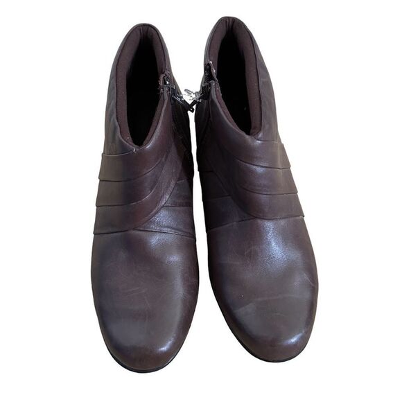 Clarks Collection Brown Leather Zip Ankle Boots Style 26104775 Womens Size 9 - Picture 1 of 7